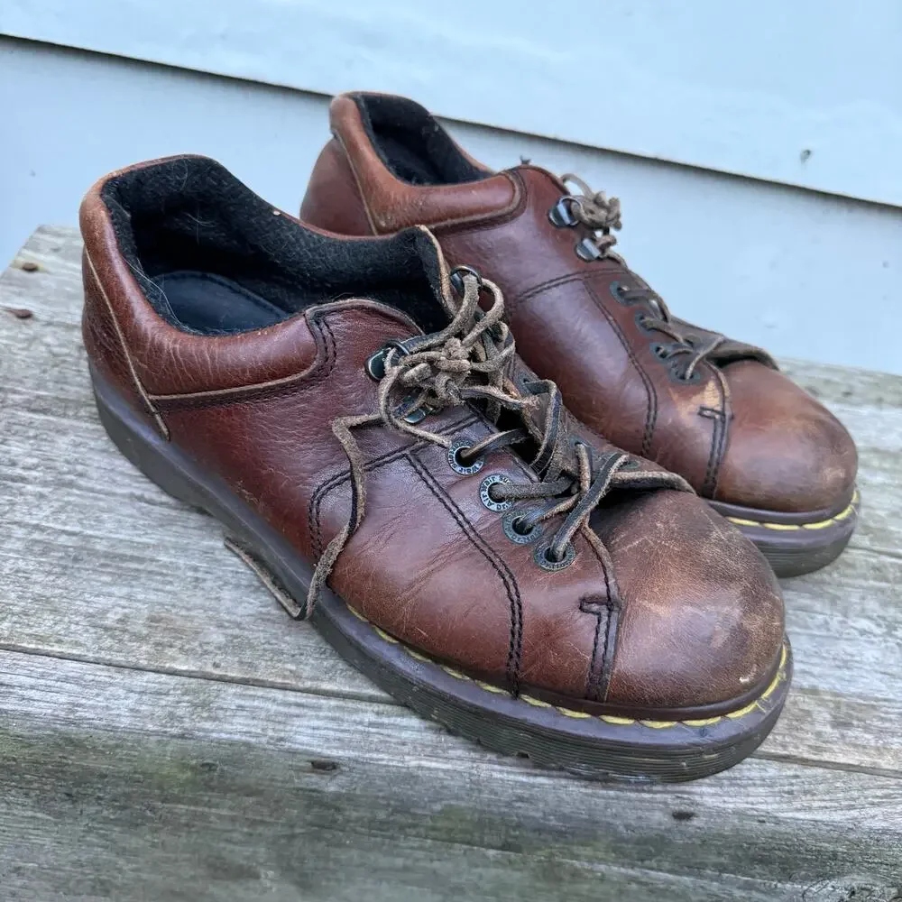 Y2K Dr. Martens 8312 Brown Chunky Grunge Chunky Sole Oxford Leather Shoes US W9